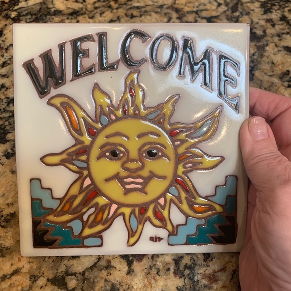 Vintage Earthtones Decorative Ceramic Tile Trivet - Picture 1 of 4
